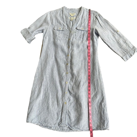 Malvin Hamburg Germany Blue Stripe Linen Shirt Dress Size: 6 Small - Picture 10 of 12